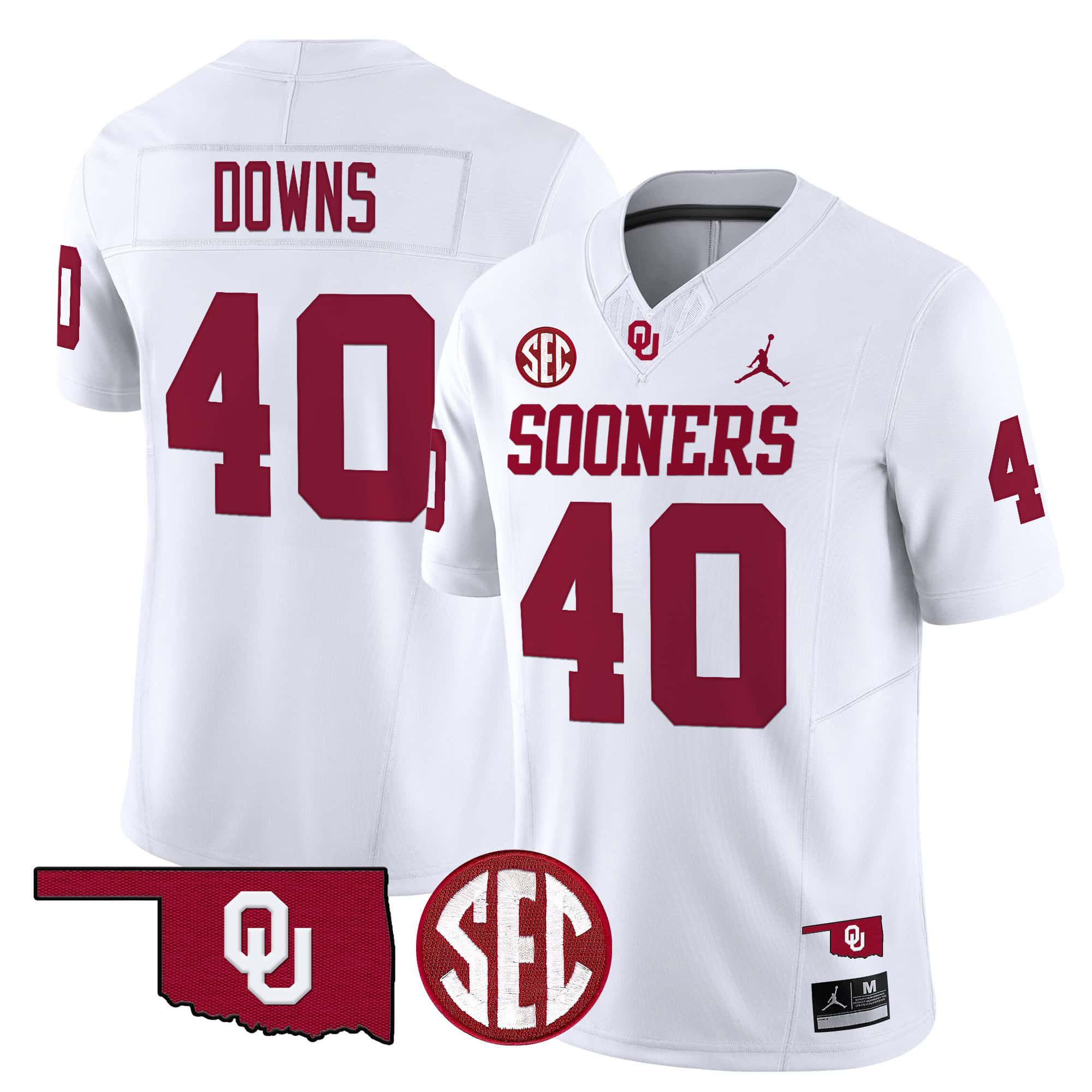 Men Oklahoma Sooners #40 Downs White 2024 Vapor Limited NCAA Jersey->ncaa teams->NCAA Jersey
